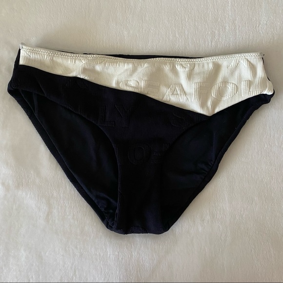 Seafolly Black & White Ribbed Swim Bikini Bottoms - Picture 2 of 7